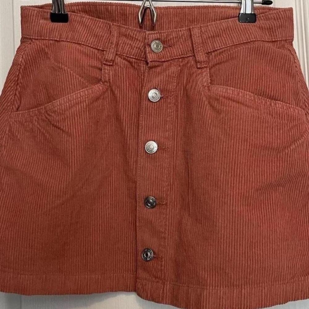 Free People orange corduroy mini skirt Size 2 - Picture 4 of 6